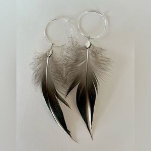 Hoop Feather Earrings - Handcrafted - Duck Feathers